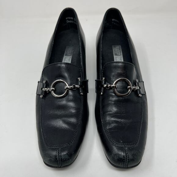 Munro Leather Split Toe Horsebit Loafer Block Heel Pumps - 7 - Picture 2 of 7